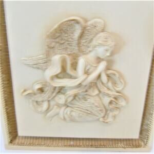 Angelic Coasters In Trinket Box In 3-D Praying Angel Lid Resin Box Set 4